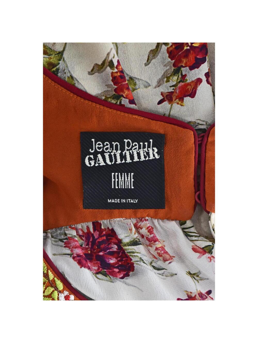 Vintage Jean Paul Gaultier Floral Silk Midi Dress with Embroidered Yoke SZM - Picture 9 of 9